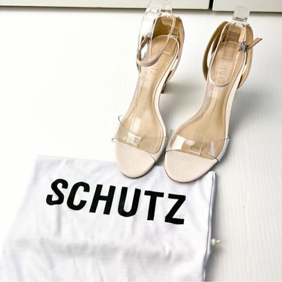 Schutz Womens neutral May Ankle Strap Open Toe Heels Womens Size 7.5 - Picture 5 of 16